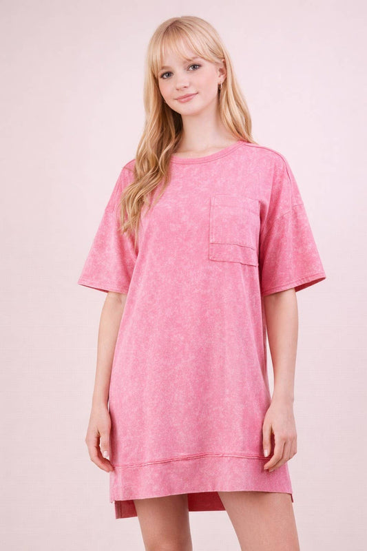 Mineral Washed Knit Oversized Shift Mini Dress