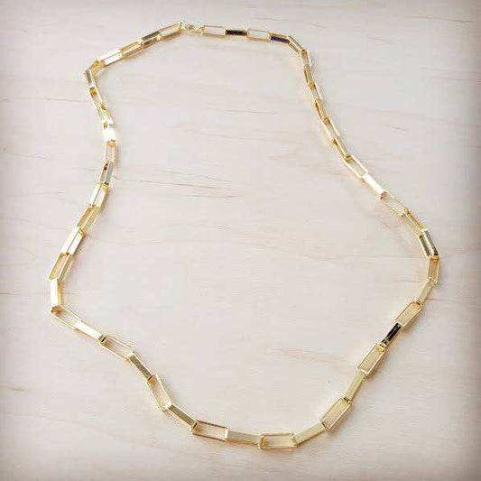 Gold Large Chain Link Layering Necklace 22"