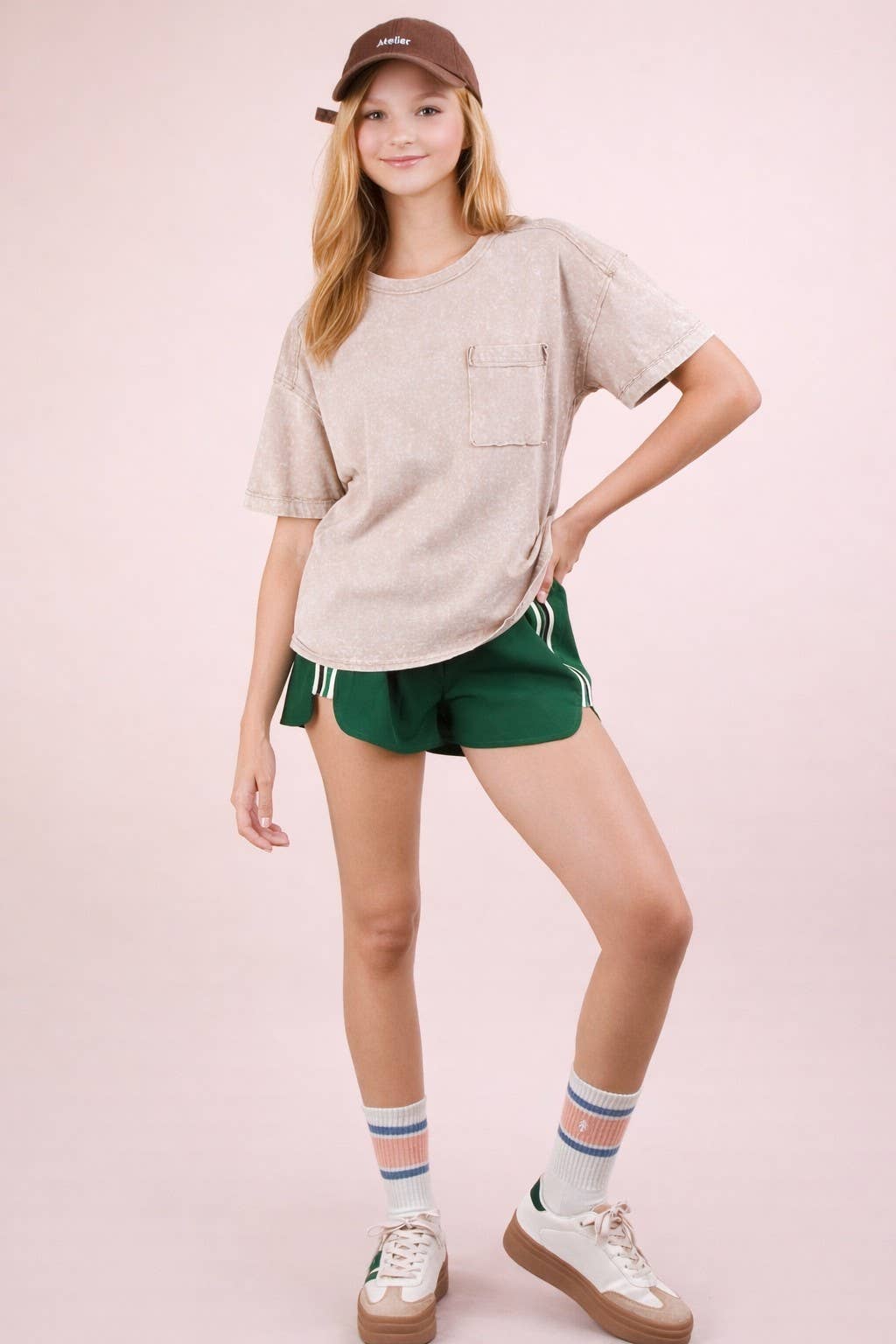 Striped Trim Detail Activewear Shorts