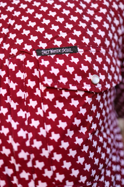 The Maroon Pearl Snap Fishing Shirt