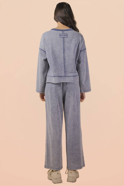 PLUS SIZE Mineral Washed Knit Top & Pants Set