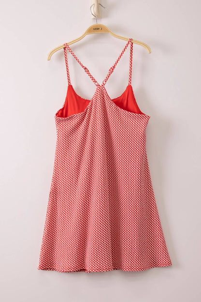 Textured Checkered Knit Activewear Tennis Dress