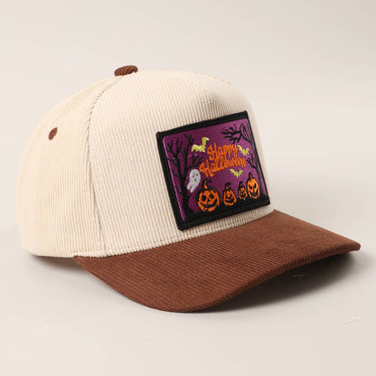 Ghostly Night Patch Two-Tone Corduroy Trucker Hat