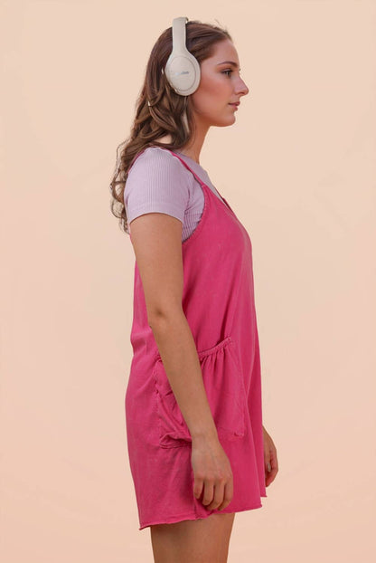 NP70359-Mineral Washed Sleeveless Casual Knit Romper