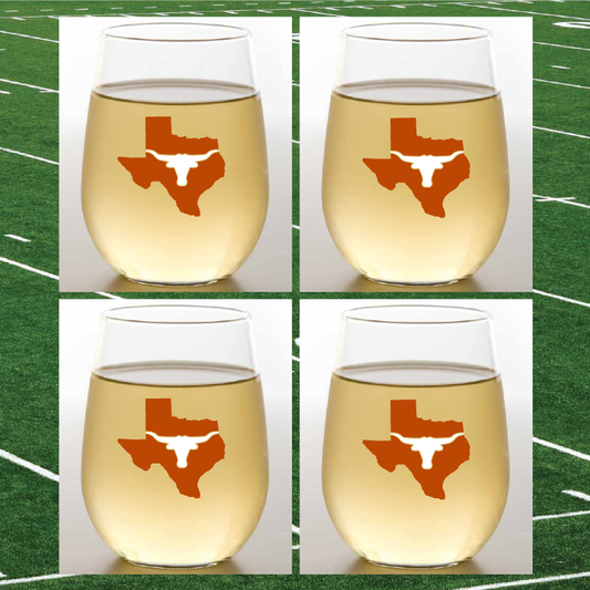 LONGHORNS Unbreakable Stemless TRITAN Plastic Wine Glasses