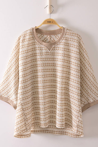 PLUS SIZE Textured Stripe Knit Top 