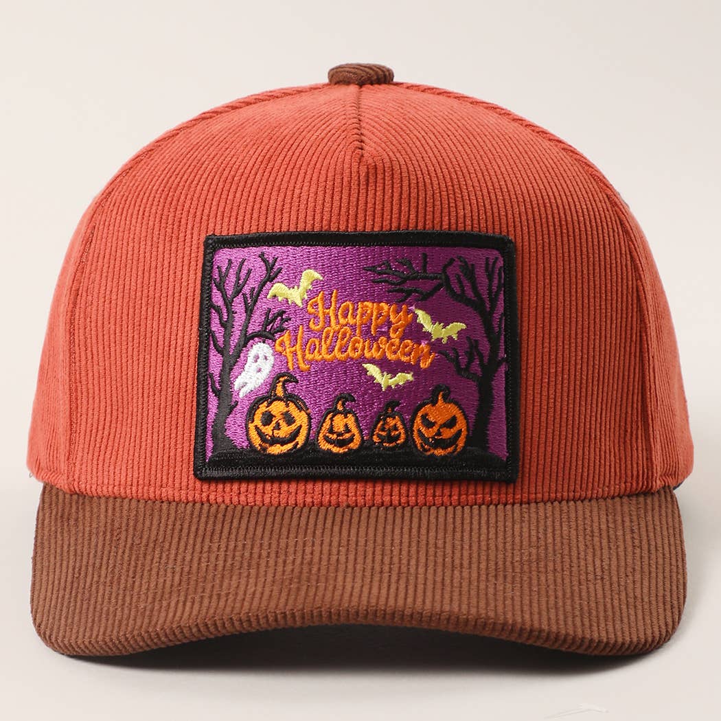Ghostly Night Patch Two-Tone Corduroy Trucker Hat