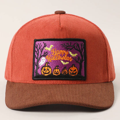 Ghostly Night Patch Two-Tone Corduroy Trucker Hat