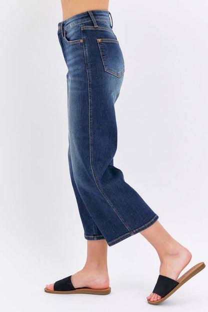 Mid-Rise Tummy Control Crop Wide Judy blue