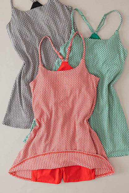 Textured Checkered Knit Activewear Tennis Dress