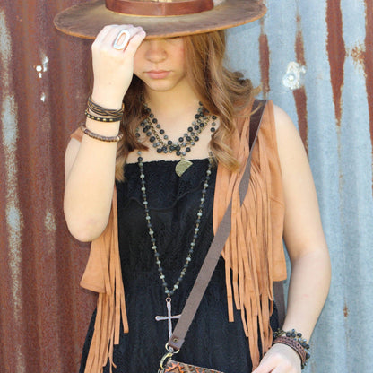 Multi-Strand Leather Cuff with Antique Gold Studs