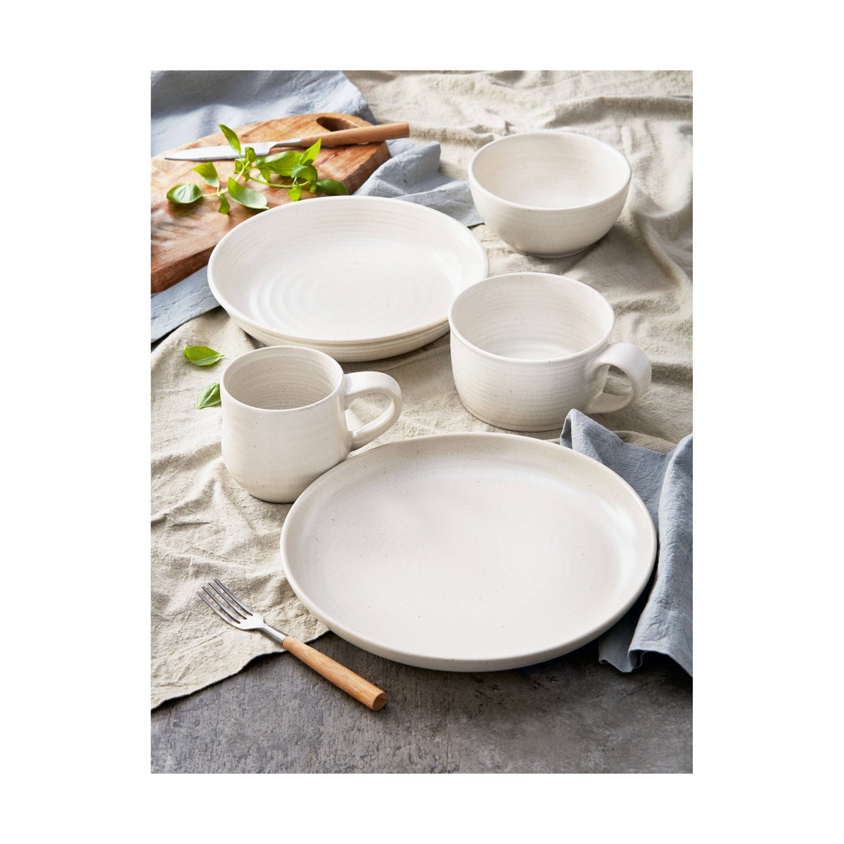 Loft Reactive Glaze Blate Matte White Stoneware