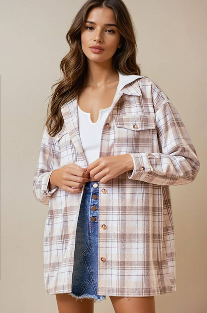 HOODED PLAID JACKET