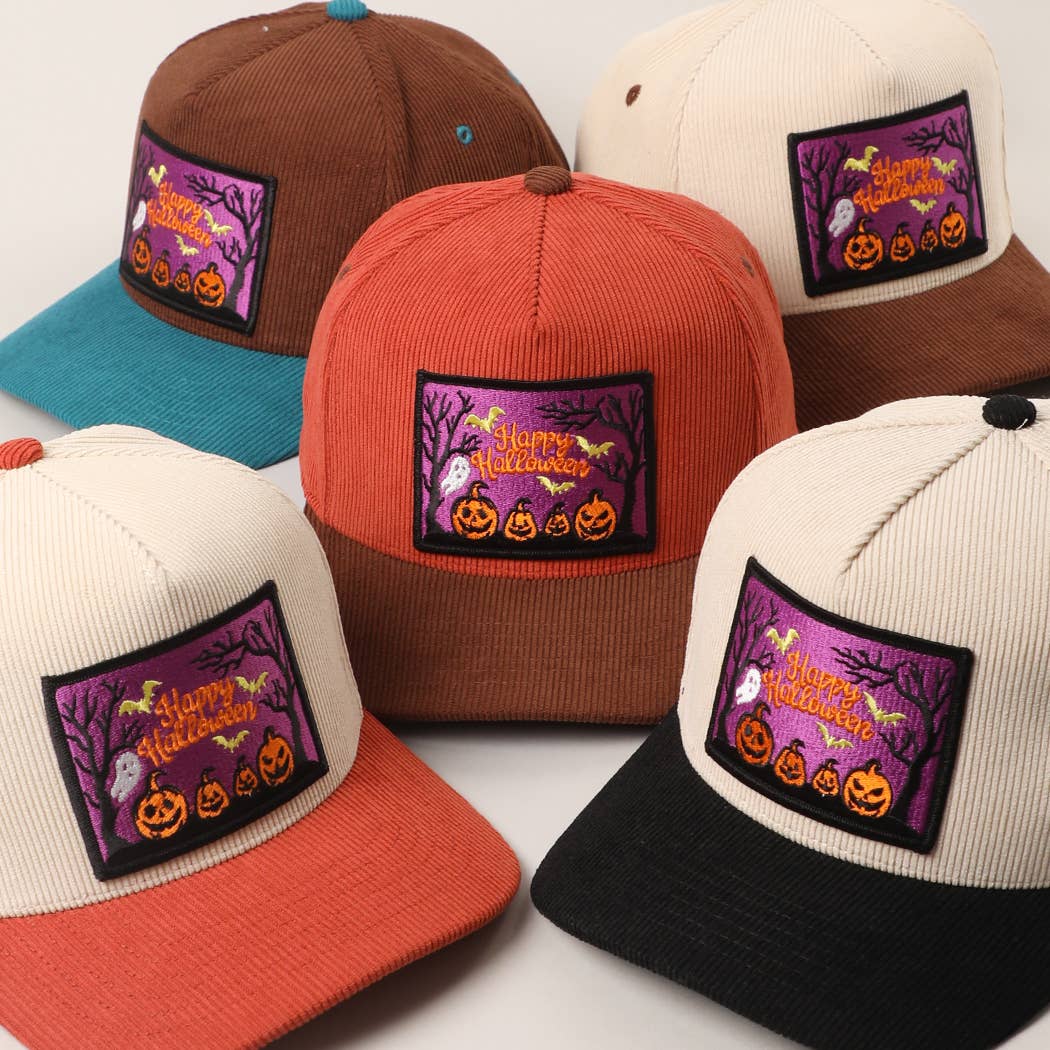 Ghostly Night Patch Two-Tone Corduroy Trucker Hat