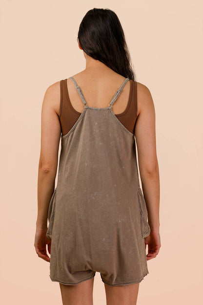 NP70359-Mineral Washed Sleeveless Casual Knit Romper