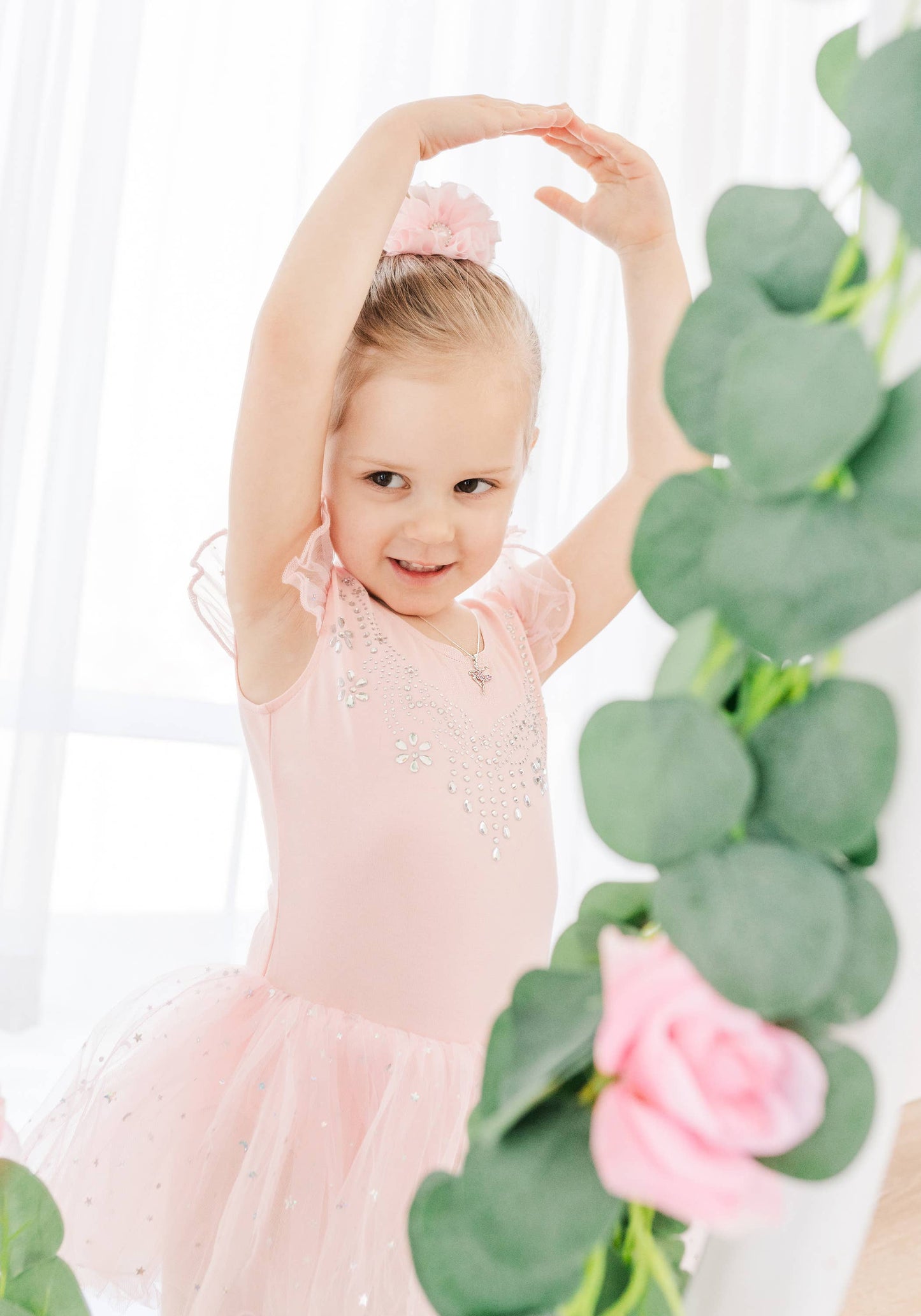 Girls Sterling Silver Pink Ballerina Nutcracker Necklace