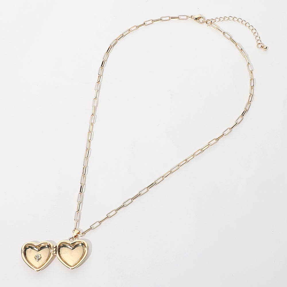 SECRET BOX 14K Gold Heart Locket Necklace