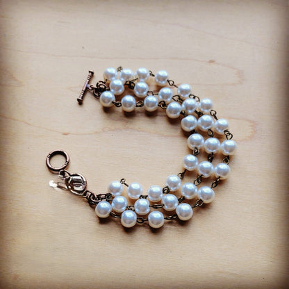 Pearl & Copper Triple Strand Bracelet