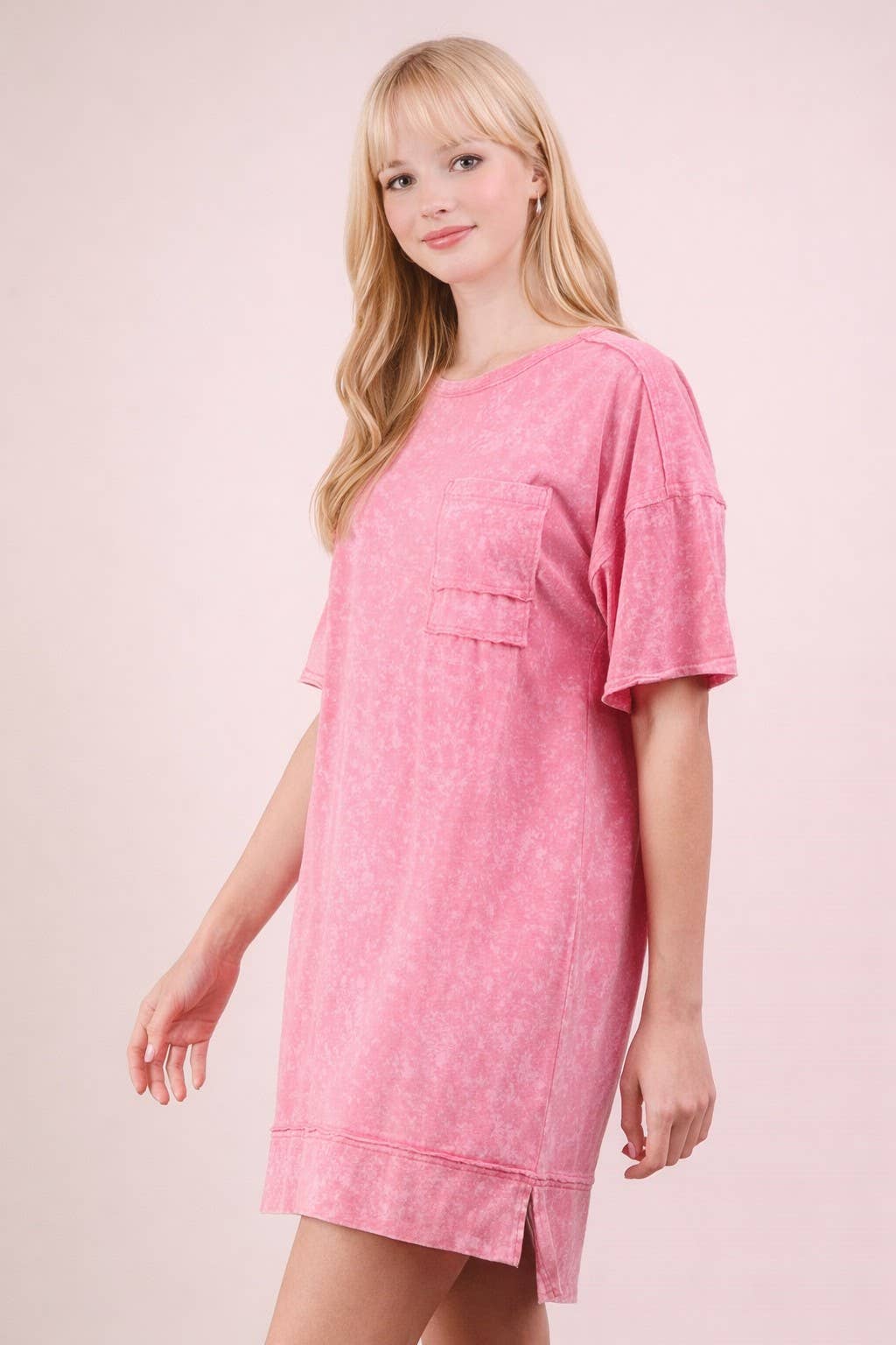 Mineral Washed Knit Oversized Shift Mini Dress