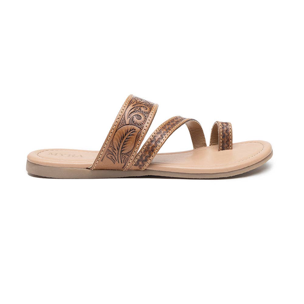 Myra Point Ridge Hand-tooled Sandals