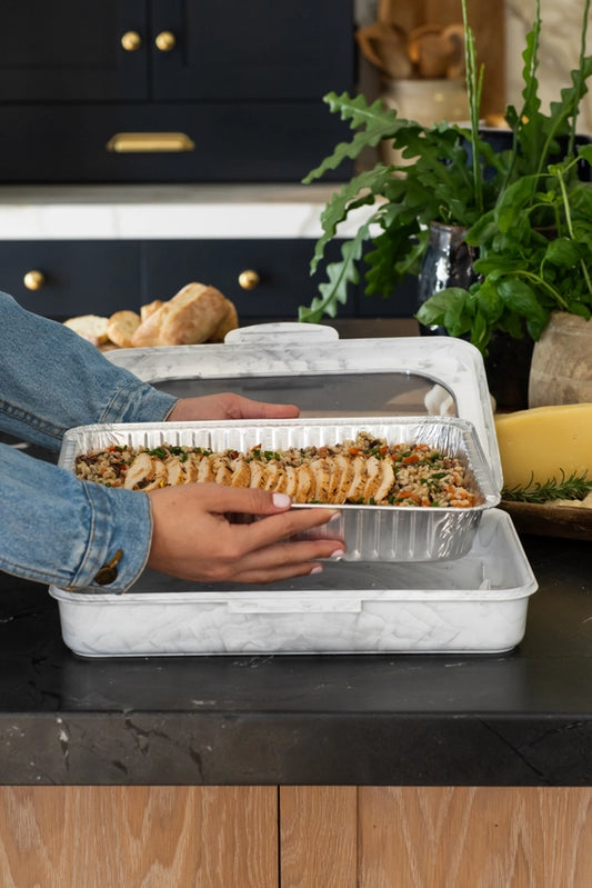 Fancy Panz Cake Set - 9x13 Pan Frame w/ Lid & Serving Spoon - Marble