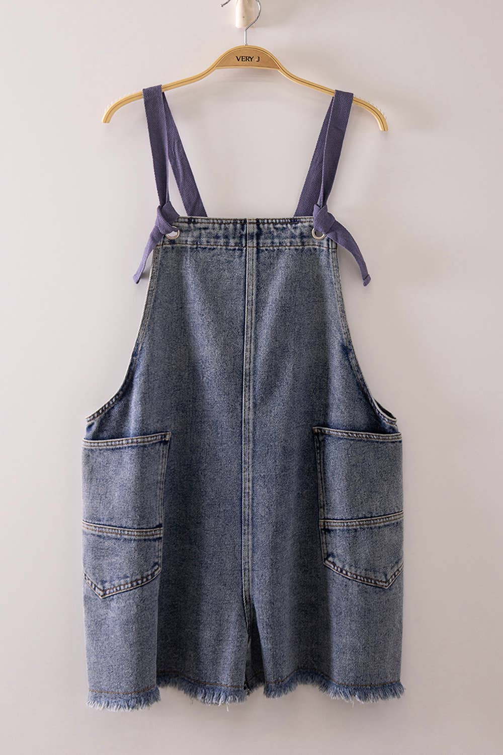 Washed Denim Pocket Overall Romper