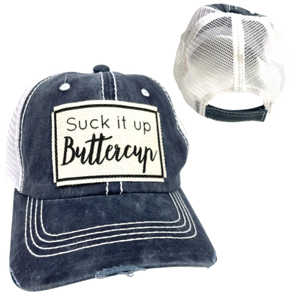 SUCK IT UP BUTTERCUP BALL CAP | UNISEX HAT | DISTRESSED