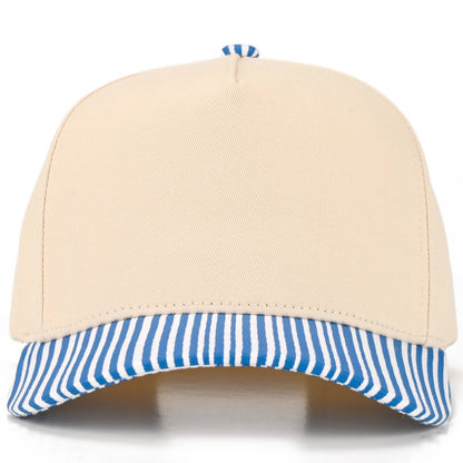 C.C Striped Pattern on Bill Plain Two Tone Trucker Hat