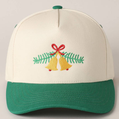 Christmas Jingle Bell Embroidery Baseball Cap