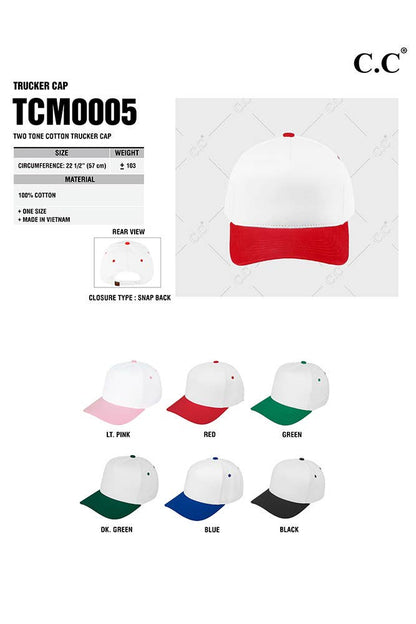 C.C Two Tone Cotton Trucker Cap