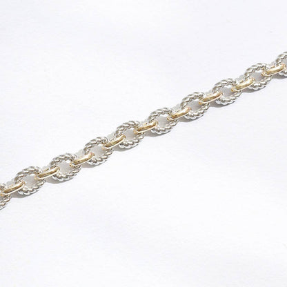 Two Tone Twisted and Solid Chain Linked Bracelet
