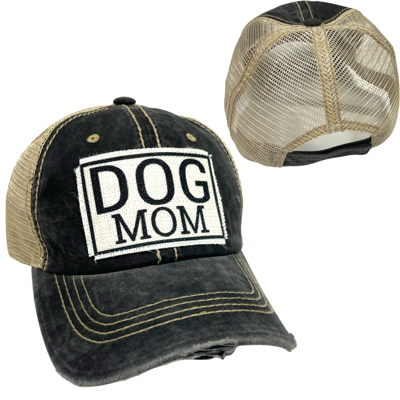 DOG MOM BALL CAP | WOMAN'S HAT | DISTRESSED