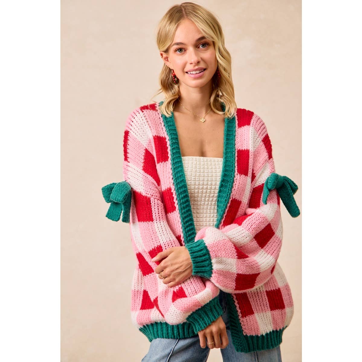 CHRISTMAS THEME OPEN FRONT SWEATER CARDIGAN