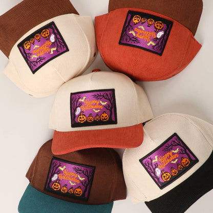 Ghostly Night Patch Two-Tone Corduroy Trucker Hat