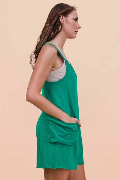 NP70359-Mineral Washed Sleeveless Casual Knit Romper