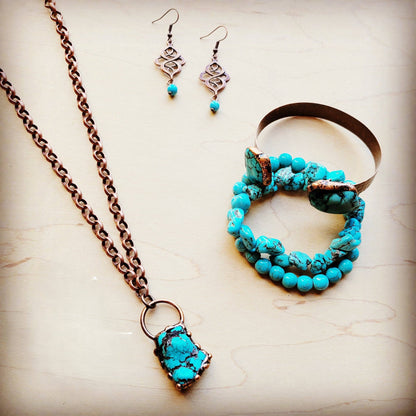 Blue Turquoise Ring set in Antique Copper