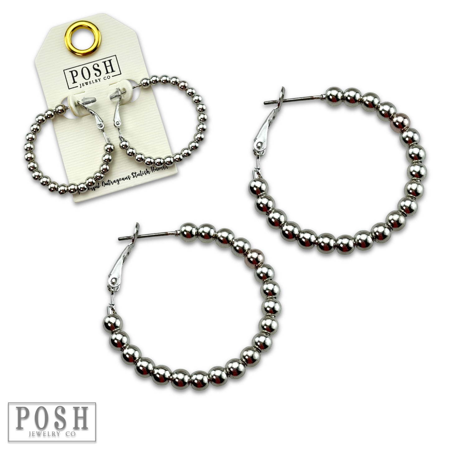 Round bead hoop earring