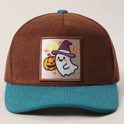 CUTE GHOST Patch Two-Tone Corduroy Trucker Hat