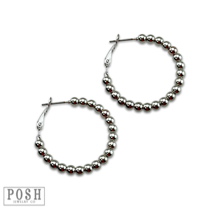 Round bead hoop earring