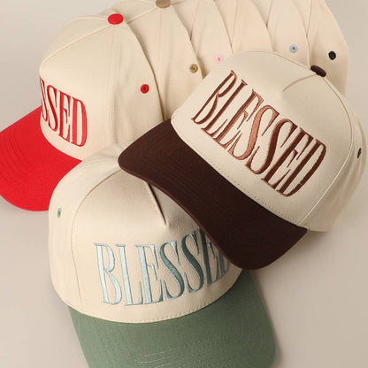 BLESSED Lettering Embroidery Baseball Cap