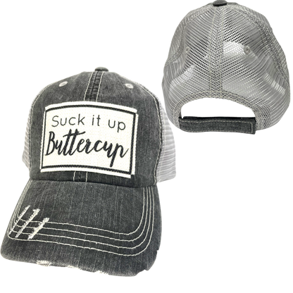SUCK IT UP BUTTERCUP BALL CAP | UNISEX HAT | DISTRESSED