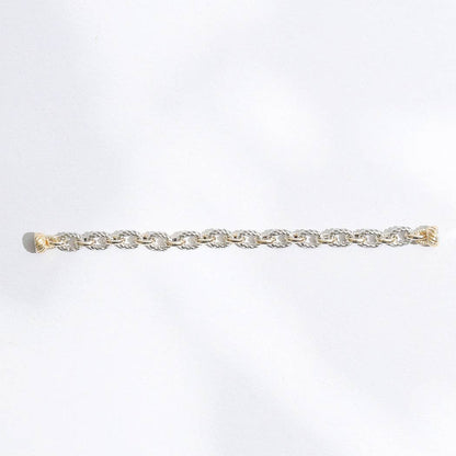 Two Tone Twisted and Solid Chain Linked Bracelet