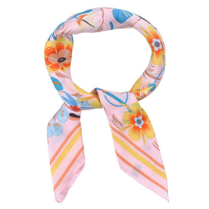 Multi Color Flowers Print Bandana Summer Scarf