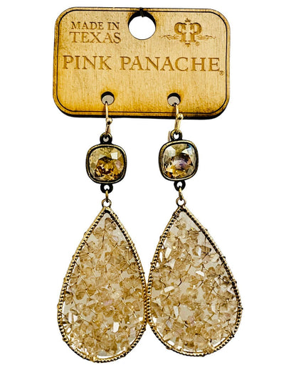 Woven bead teardrop earring, Austrian crystal