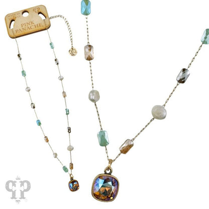Multi-color bead necklace, Austrian crystal
