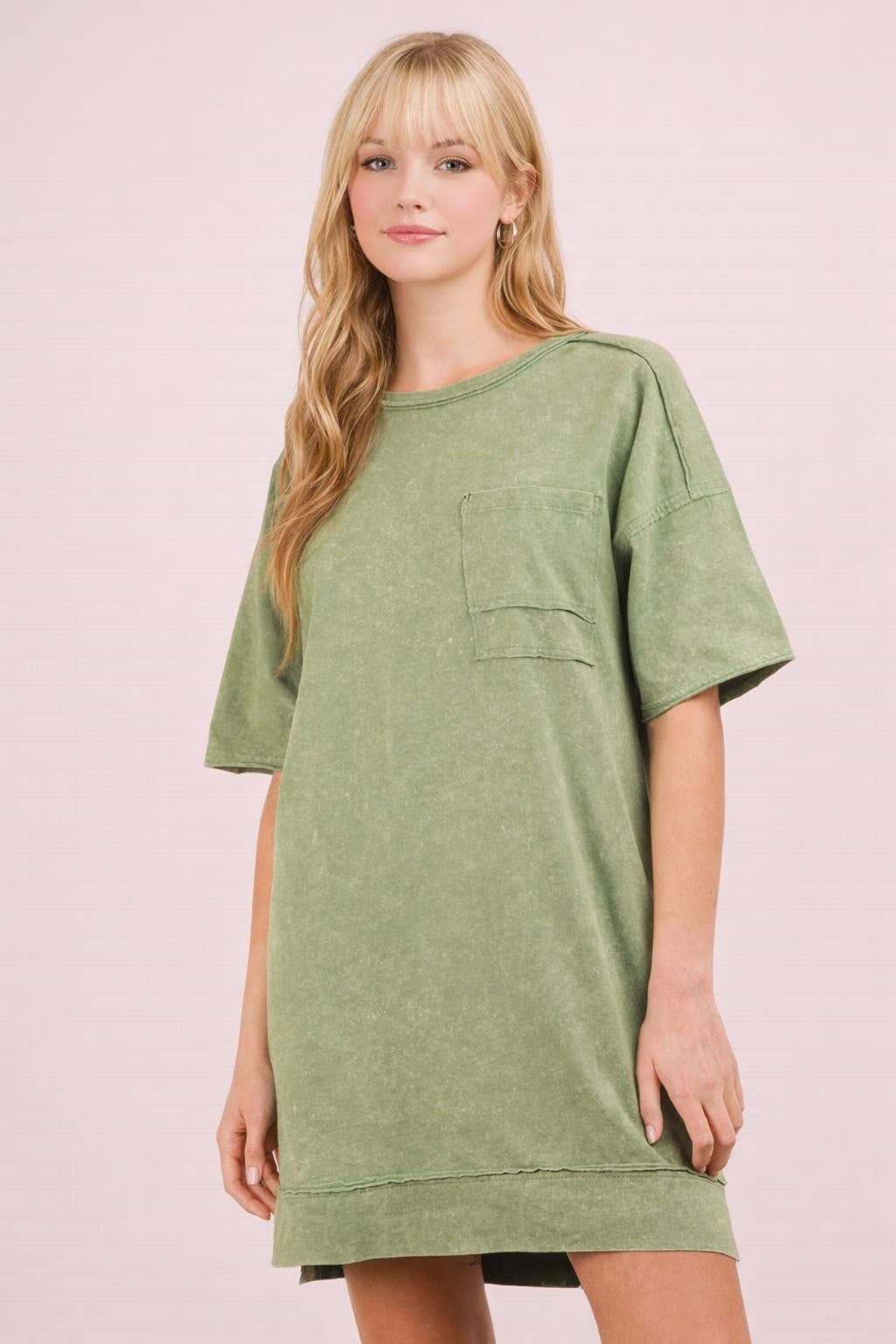 Mineral Washed Knit Oversized Shift Mini Dress