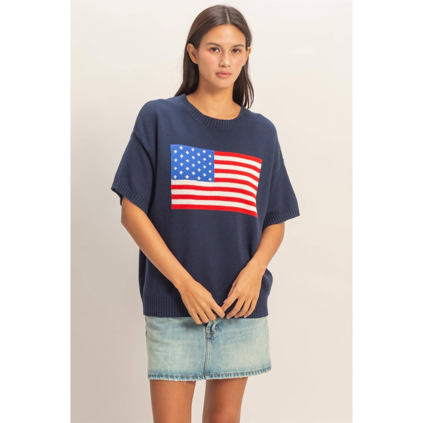 American Flag Knit Top