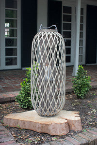 Grey Willow Lantern with Glass \ X Large
