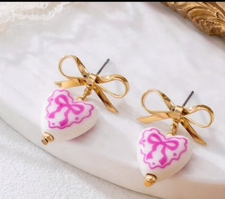 Heart Bow Earrings