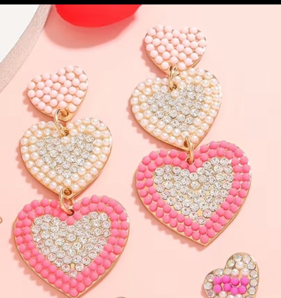 Beaded Heart Earrings